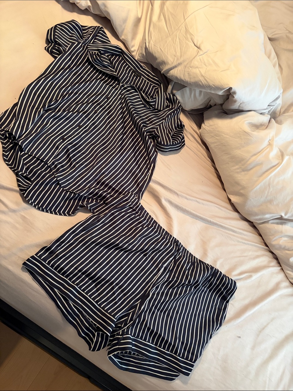 Ann Taylor Navy & White Striped Pajama Short Set